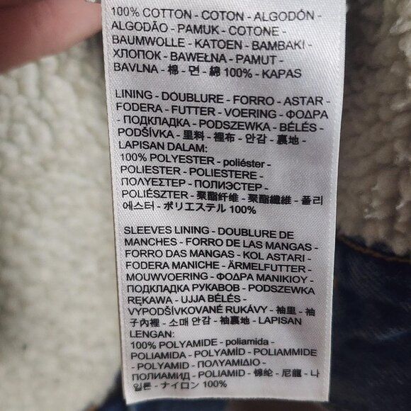 Levis Sherpa Trucker Jacket Mens Small Blue Denim Lined Warm PC9 16365-0029 - Picture 7 of 12